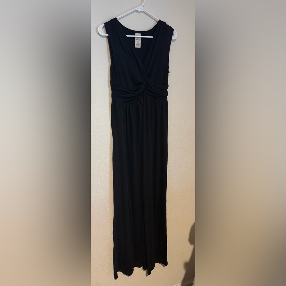 Faded Glory Black Pencil Maxi Dress with Ruched Detail